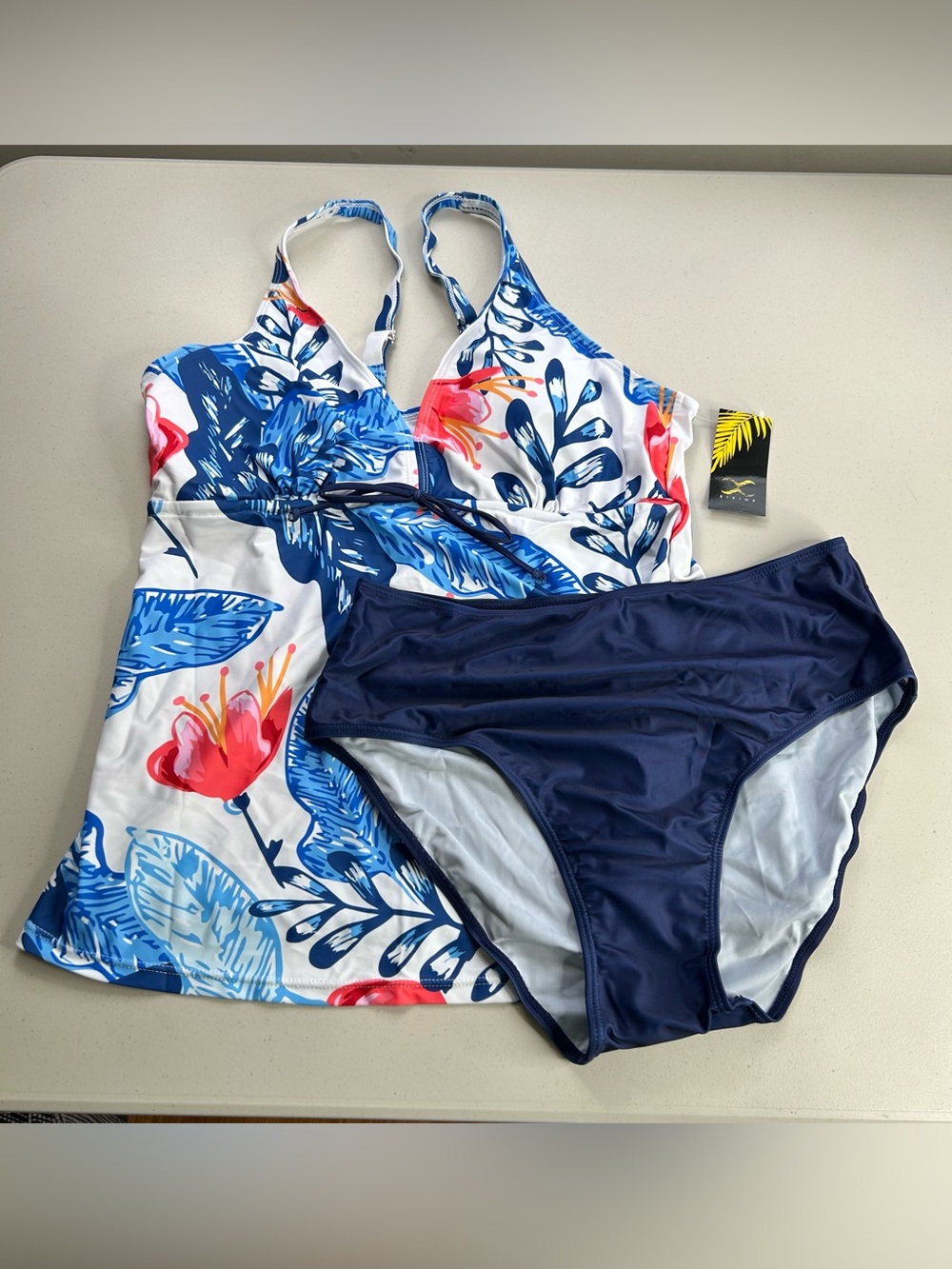 Bikinx Tankini Bikini Set XXL Floral Blue New